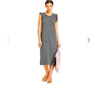 Women’s Good Threads Frilled Sleeved Long Dress, Gray, Sz XS